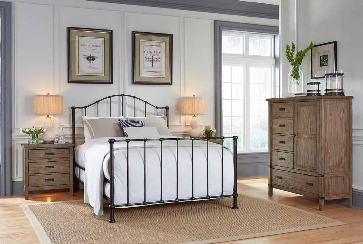 Wrought iron and wood sales bedroom furniture